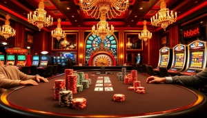 Experience the thrill of hbbet at a luxurious casino table filled with vibrant chips and cards.