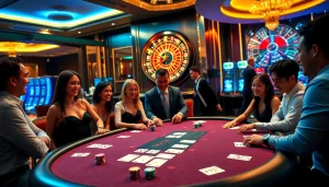 Players enjoying thrilling poker at the stylish table of https://rr88co.net/.
