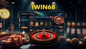 Engage with IWIN68's thrilling online gambling experience showcasing vibrant casino elements.