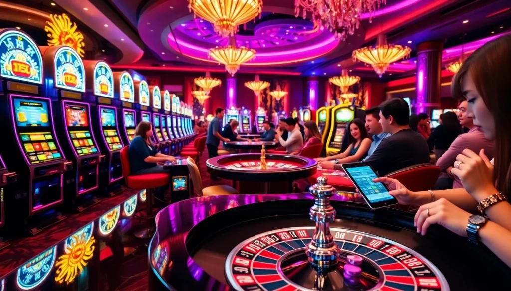 Engage in thrilling games at https://www.kjc.global/ with an exciting casino scene featuring lively players and vibrant tables.