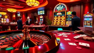 Players enjoying winning hands at poker tables while gambling at BDJL casino.