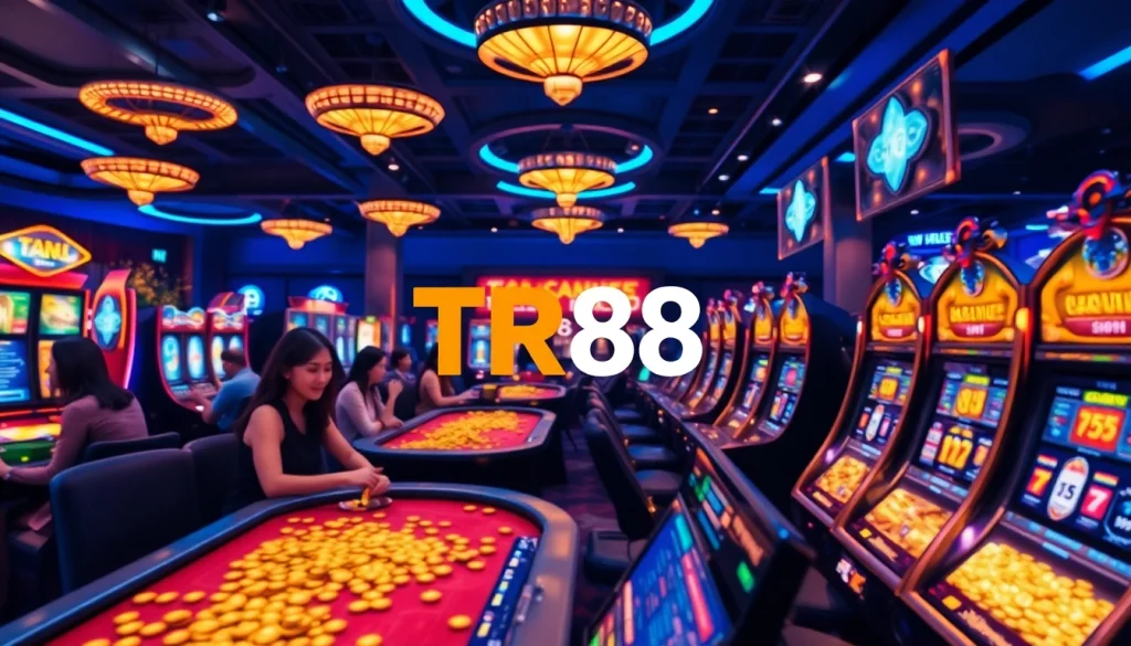 Engaging TR88 online casino scene with vibrant games and players winning big.