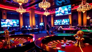 Xôi Xoài TV showcases an exciting casino scene with players engaged in high-stakes poker.
