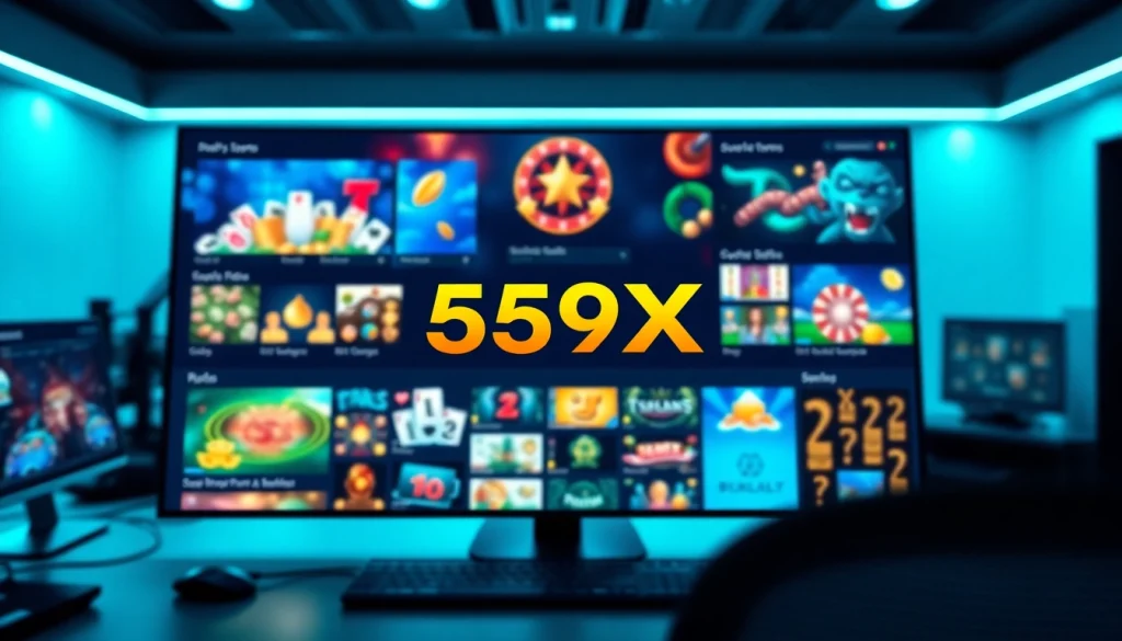 Experience the dynamic online gambling interface of 559X featuring engaging games and a user-friendly design.