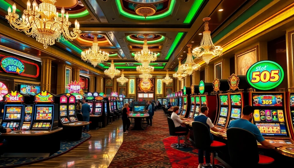 Experience the excitement of gambling at slot 365 with vibrant slot machines and gaming tables.