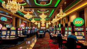 Experience the excitement of gambling at slot 365 with vibrant slot machines and gaming tables.