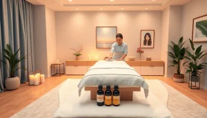 Professional masseuse preparing for 출장마사지 in a serene home environment.