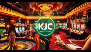 Experience the excitement of KJC casino gaming with vibrant tables and colorful slot machines.
