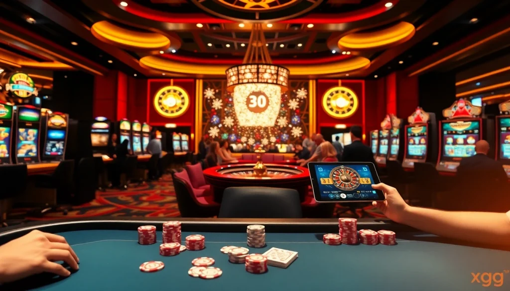 Experience exhilarating gaming action at xxgg's luxurious online casino with vibrant tables and exciting slot machines.
