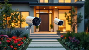Cámaras de seguridad de alta tecnología estratégicamente ubicadas en una casa moderna.