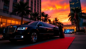 LA Limo ready for a glamorous arrival at a luxury hotel in Los Angeles.