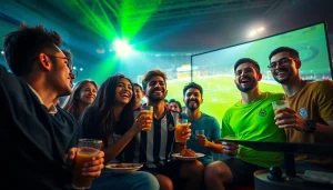 SOCOLIVE TV streaming high-definition football live, showcasing an excited crowd enjoying the game together.