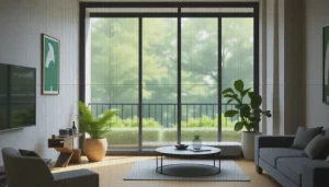 Moskitiery na drzwi balkonowe doskonale dopełniają nowoczesny design wnętrza.