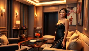 Premium Singapore escort offering an inviting and elegant atmosphere with a warm smile.