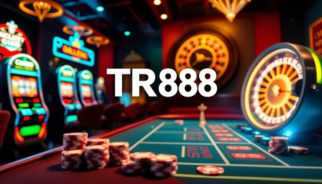 Engaging casino atmosphere showcasing TR88 with vibrant tables and thrilling slot machines.