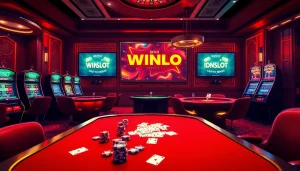 Enjoy the excitement of idnslot gaming in a luxurious online casino environment with vibrant lights and engaging visuals.