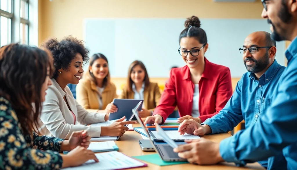 Engaging scene showcasing Workforce education with diverse learners in a vibrant classroom setting.