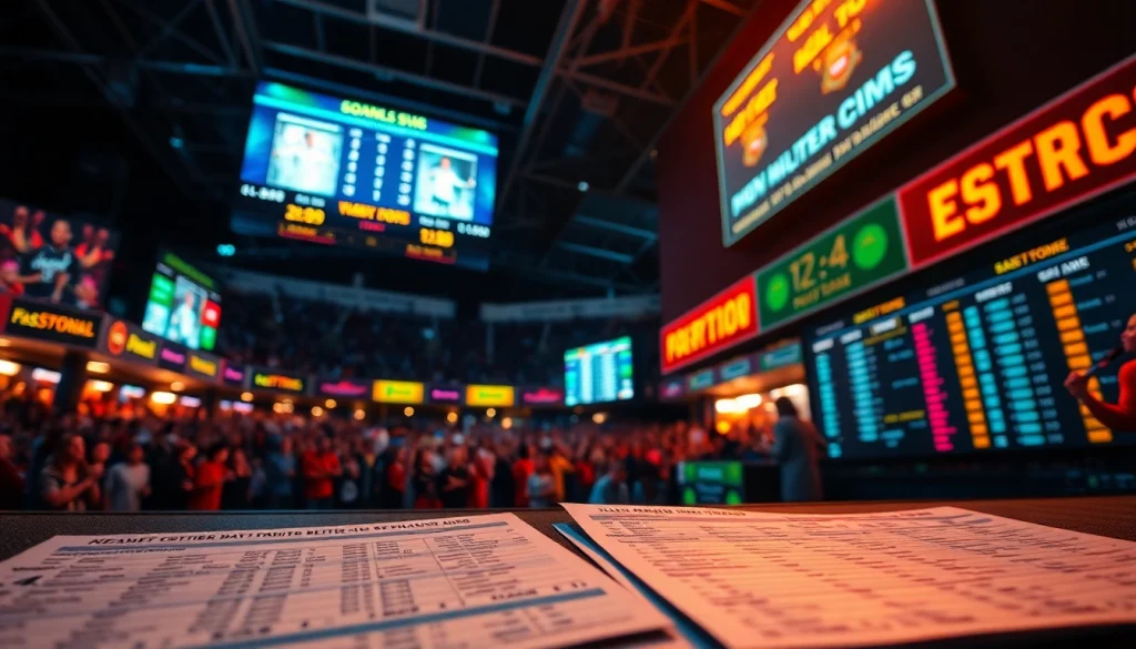 Kèo nhà cái visual showcasing dynamic sports betting with vibrant crowds and digital odds.