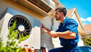 Providing expert hvac services minneapolis with a technician repairing an air conditioning unit.