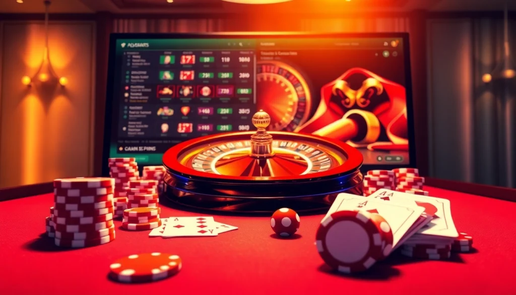 Experience thrilling gameplay at https://taixiumd5.fan/ with vibrant casino chips and cards.