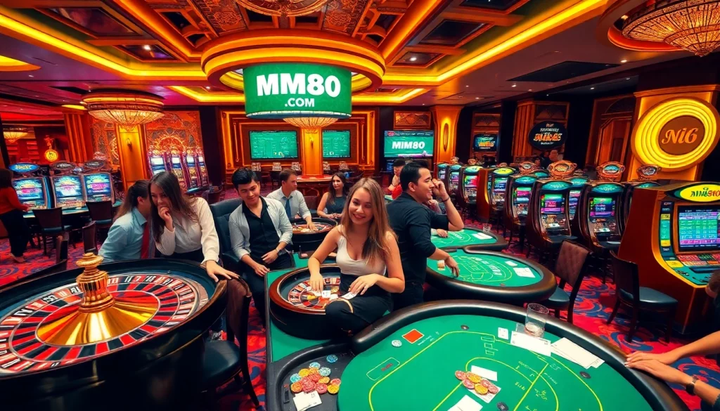 Experience the excitement of MM88 COM with diverse games at a vibrant casino scene.