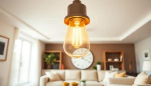 G16 bulb illuminating a modern home environment with warm light and stylish decor.