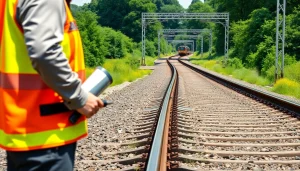 Track Inspection by a professional engineer highlighting railway safety and maintenance efforts.