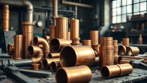 Teava bronz prezentată într-un mediu profesional de atelier, punând accent pe calitate și meșteșug.