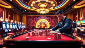 Experience the thrills of gambling at sunwin with a vibrant casino scene and professional dealer.