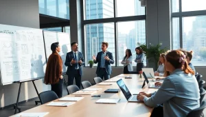 Engaging session with a professional business coach near me, fostering collaboration in a modern office.