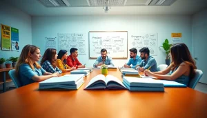 PMP exam support through collaborative study session in a bright office environment.