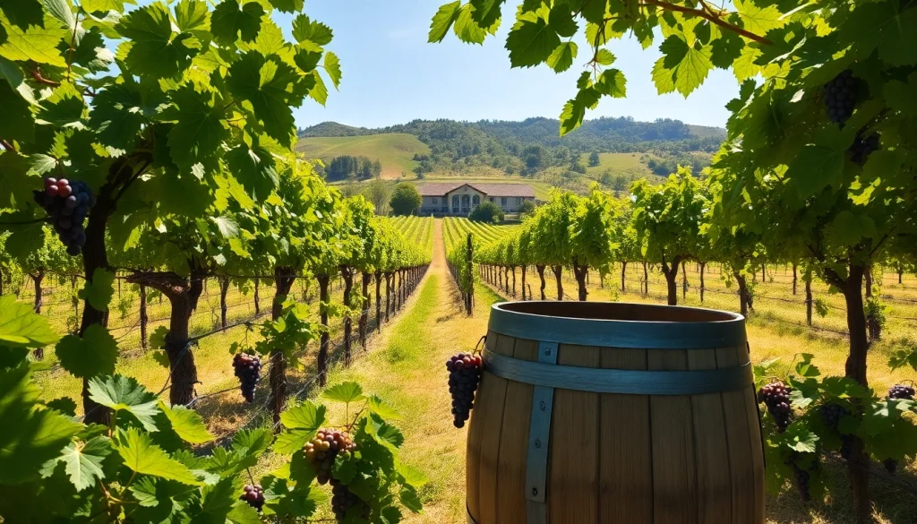 Visit beautiful Clarksburg wineries featuring lush vineyards and ripe grapes under sunlight.