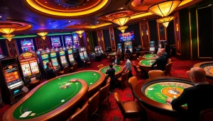 Experience the excitement of gg88 with vibrant slot machines and engaging casino tables in a luxurious environment.