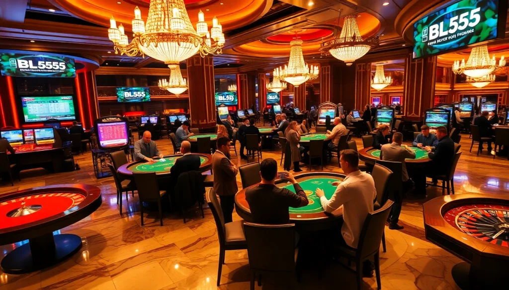 Experience the thrill at BL555 casino, with vibrant tables and exciting games under dazzling lights.