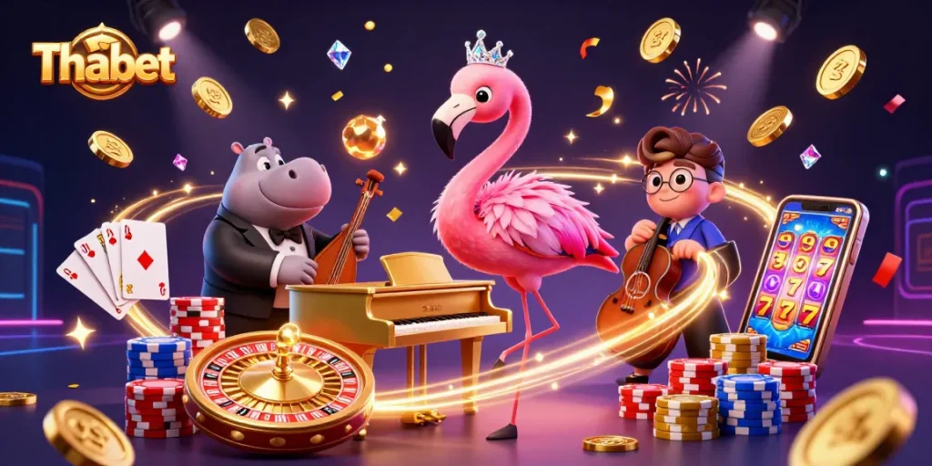 Thabet offers thrilling casino experiences with dynamic cartoon characters and vibrant game features.
